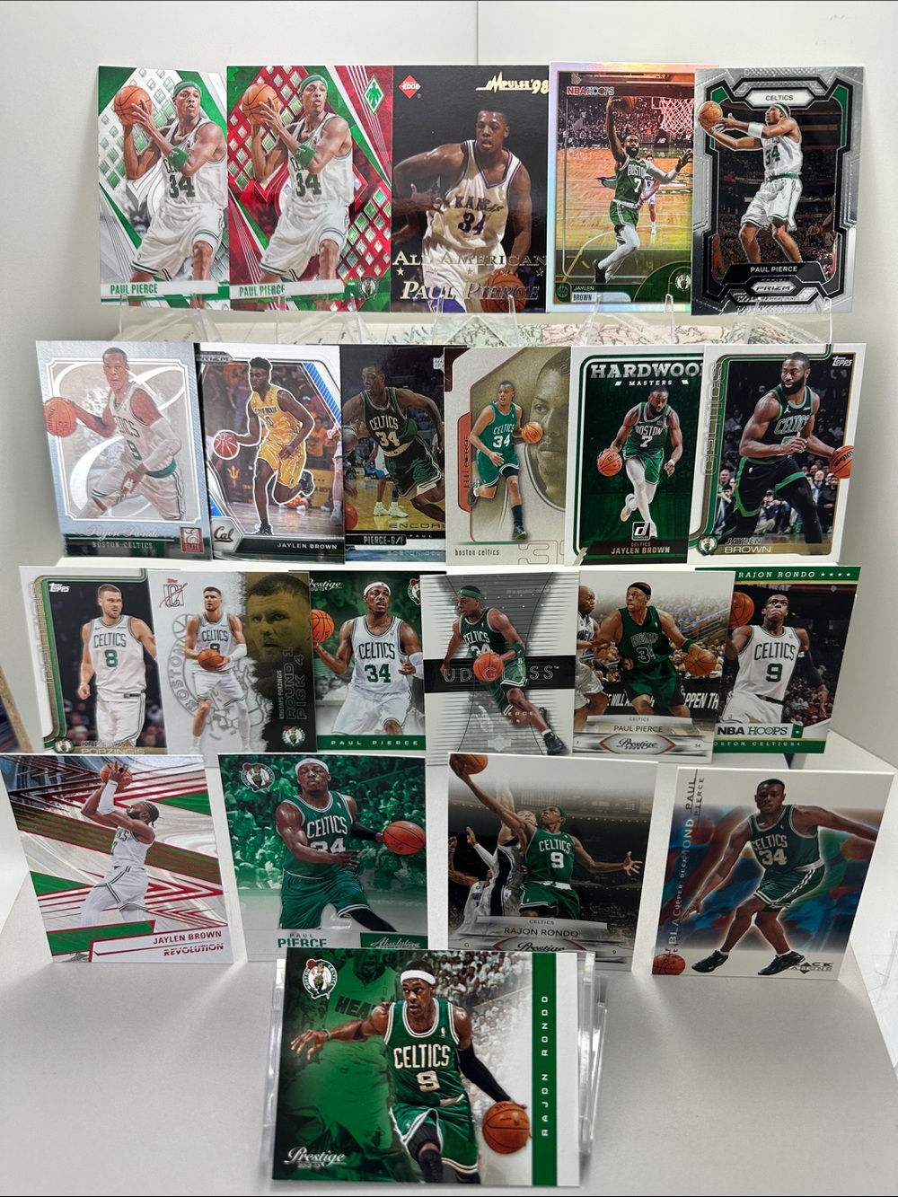 Paul Pierce rookie card w/ Rajon Rondo/Jaylen Brown/Porzingis Celtics lot of 22